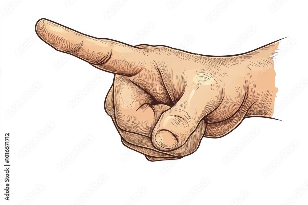 Poster a hand pointing gesture indicating direction or attention.