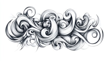 Fototapeta premium Pencil doodle of random shapes and swirls, rough sketch, isolated on white background