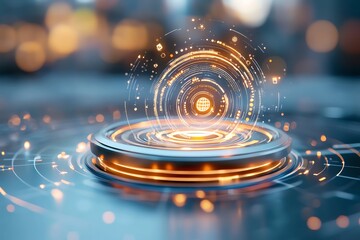 Futuristic digital interface with glowing elements, representing technology, innovation, and virtual reality concepts.