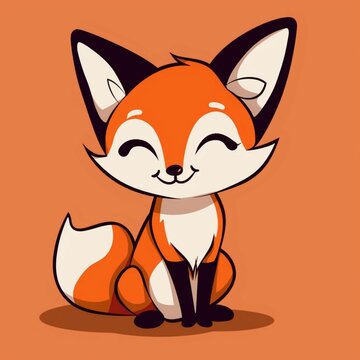 recommend clip art: Cute Orange Fox Animal Cartoon Illustration