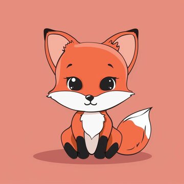 recommend clip art: Cute Orange Fox Animal Cartoon Illustration