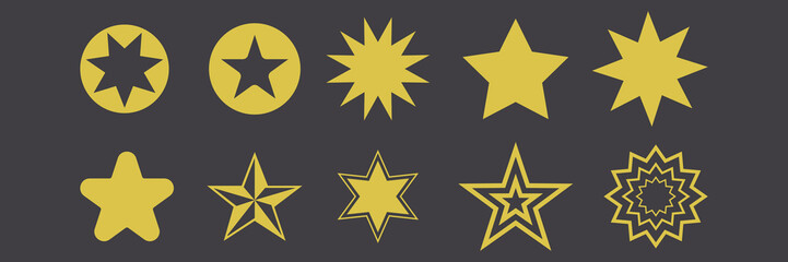 Collection of Shining Starburst Elements for Decorative and Magical Designs

