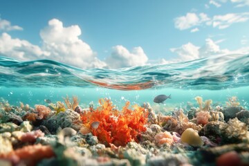 Obraz premium Vibrant 3D Render of Coastal Marine Ecosystem