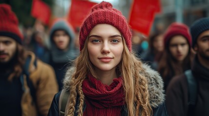 university students activists protesting indoors fighting for free education concept.illustration