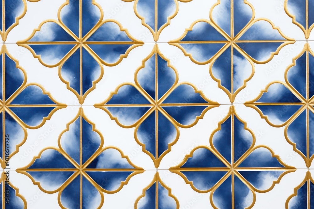 Canvas Prints Tiles blue gold pattern backgrounds architecture repetition.