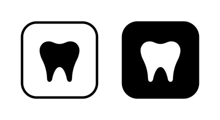 Tooth icon on black square. Medical molars concept