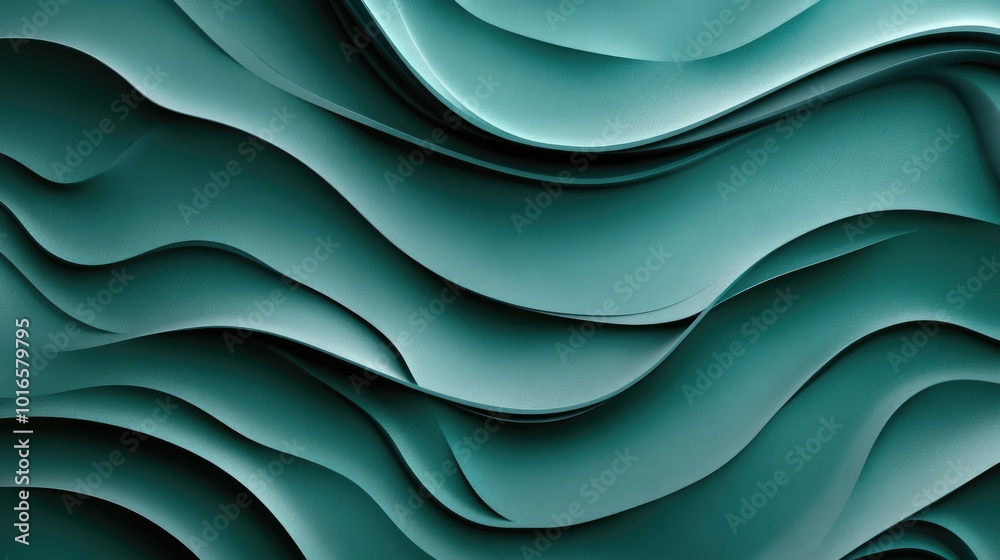 Poster high-resolution teal background with soft abstract wave patterns, ideal for creating smooth, flowing