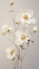 Obraz premium Real pressed white rose flowers blossom petal plant.