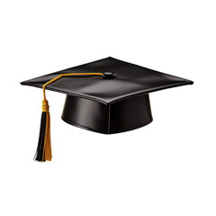 A black graduation cap with a gold tassel