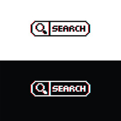 pixel Search Icon magnifier glasses sign company logo template