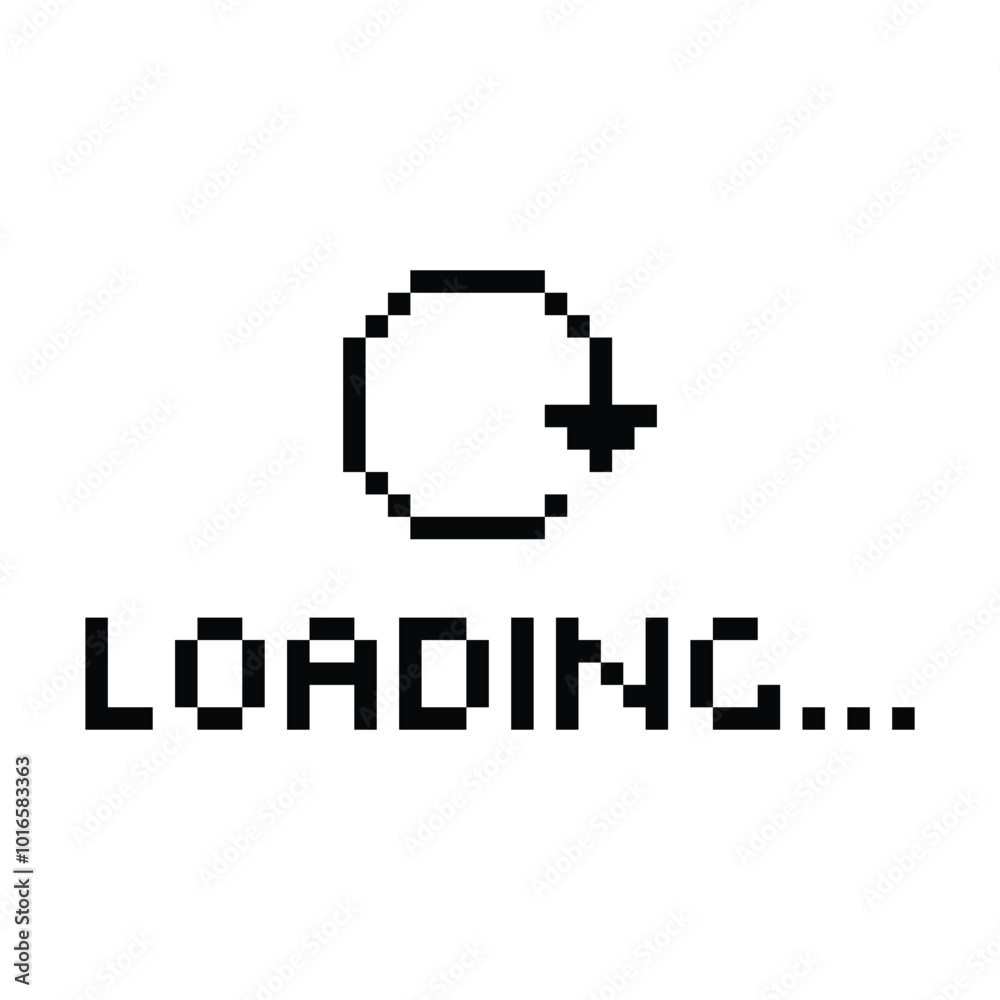 Poster loading 8 bit icon pixel loading art for games