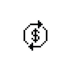 dollar exchange  8 bit icon Exchange money 
 Pixel art 8-bit for game