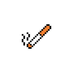 pixel cigarette icon. Vector pixel art smoke 8 bit game logo for company