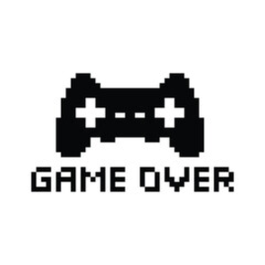 game over 8 bit icon vector pixel text