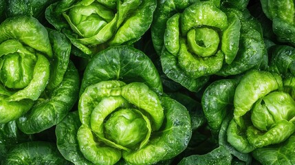 Obraz premium Fresh Green Lettuce Leaves in Organic Farm Display