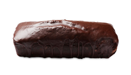 Tasty chocolate sponge cake isolated on white