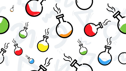 Vector illustration. Set of bottles pattern. School pattern design. Design for background, wallpaper, poster, banner, album, cover. © Goldenboy_14
