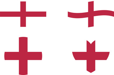 England flags set. Circle icon. waving flag. heart shape icon. Various designs