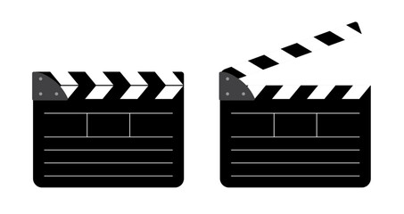 Clapperboard vector design isolated on white background. Movie production icon illustration to use for motion picture, television, cinema, film project.