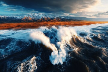 Fototapeta premium Coastal Saltwater Intrusion 3D Render Visualization