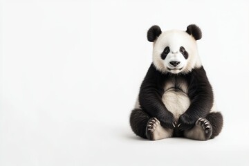 Fototapeta premium Cute Panda Sitting on a White Background