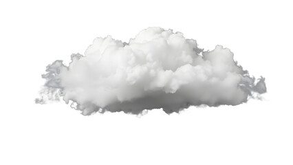 Puffy white cloud formation, isolated on transparent background, Generative AI