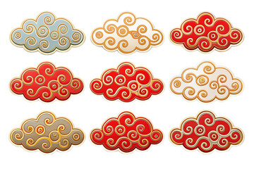 set of oriental cloud sticker png