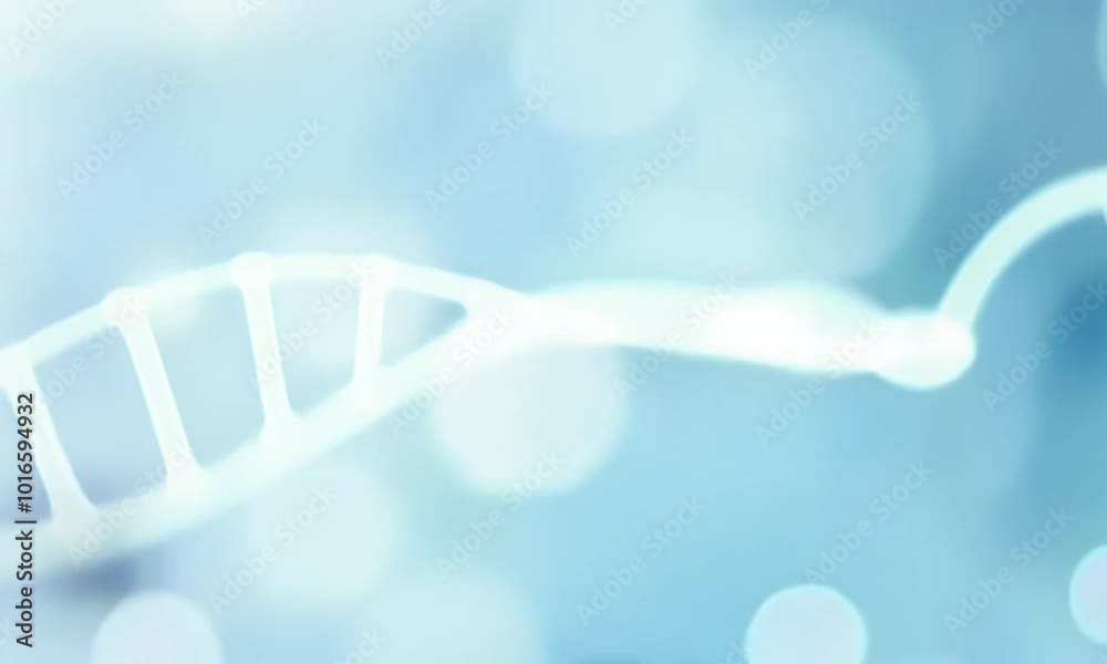 Poster Exploring Intricate Structure of DNA Double Helix Molecular Biology Journey into Genetics Against Soft Blue Background in Science and Biotechnology