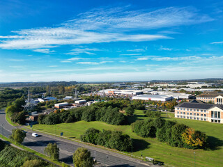 High Angle Footage of Nottingham City of East Midlands Region of England, United Kingdom. October 4th, 2024. The Footage Captured with Drone's Camera