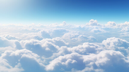 Breathtaking Wide-Angle View of Clear Blue Sky with Fluffy Cumulus Clouds