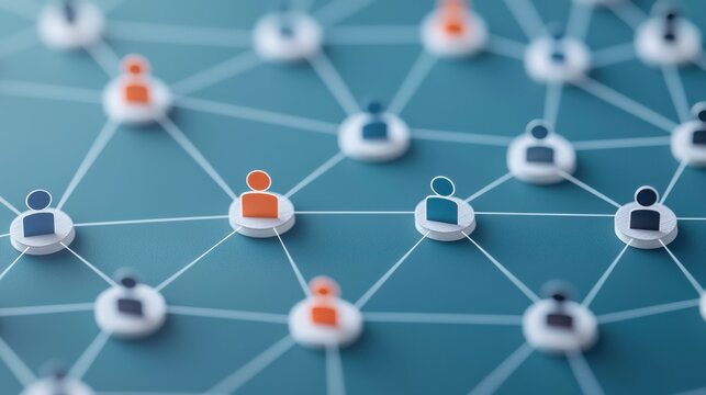 Connected network of user icons.