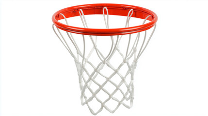 A basketball net with a red rim