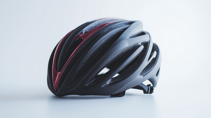 Fototapeta premium A black and red helmet is on a white surface