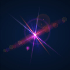 Beams of bright light shining on black background. White and golden beams of bright light shining on black background