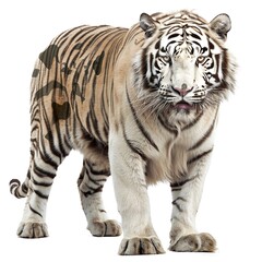 White tiger Camouflaged hunter. Isolated on a Transparent Background 