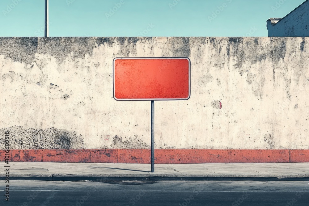 Poster A bright red street sign sits on the side of a winding road, providing direction to travelers.