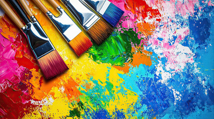Fototapeta premium Brushes and paintes