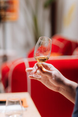 Elegant whiskey tasting experience, showcasing premium golden whiskey in a glass, refined events