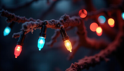 Colorful Christmas garland glows in the dark
