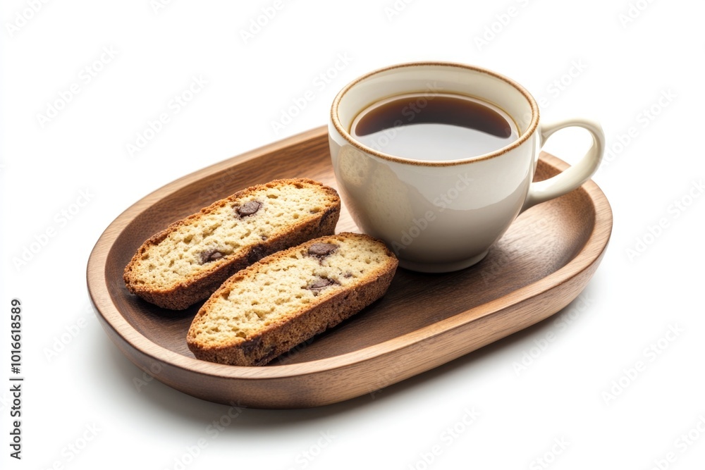 Poster a simple and cozy setup featuring a cup of coffee and some cookies on a plate, perfect for a relaxin