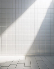 white table background podium stage for text design and products, white stage with sunlight and shadow, white tile and table background
