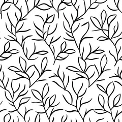 Fototapeta premium Minimal Hand-Drawn Flower Pattern Design