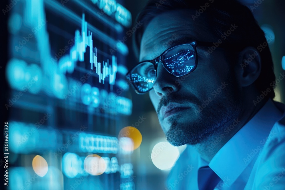 Poster A businessman sitting in front of a computer, likely checking emails or working on a project.