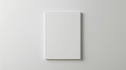 Blank white canvas hanging on a white wall. Minimalist design template for art and posters.