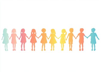 Rainbow Kids Holding Hands.