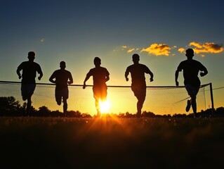 Silhouettes Running Sunset.