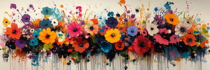 Vibrant urban mural celebrating street culture, dynamic colors blend with intricate graffiti patterns, lively city atmosphere, artistic expression