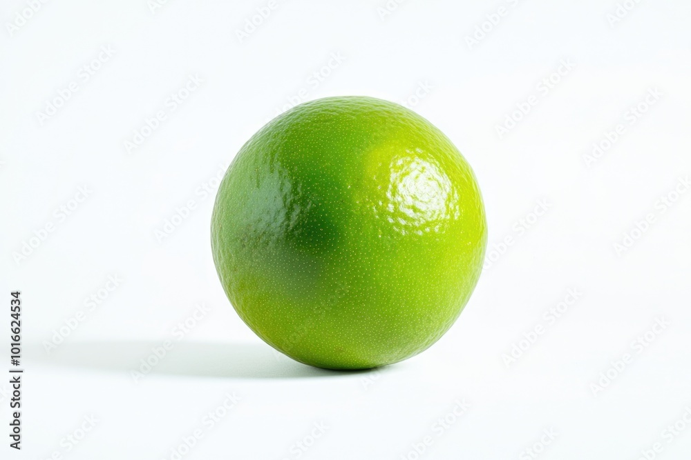 Poster a single lime resting on a plain white background.