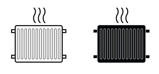 House heating radiator. Hot heater. Smart consumption, energy concept. Home gas or electric heater. Temperature, warm comfort. heater and cooling symbol. Radiation control.