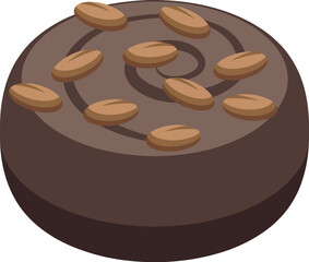 Delicious round chocolate candy coated in brown chocolate and topped with coffee beans, perfect for satisfying your sweet tooth